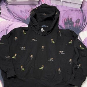 Polo Ralph Lauren Black Hoodie with Embroidered Polo Bears.  LIMITED addition
